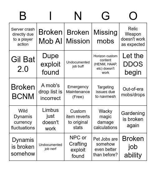 Horizon Rebase BINGO Card