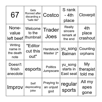 Yu_song bingo Card