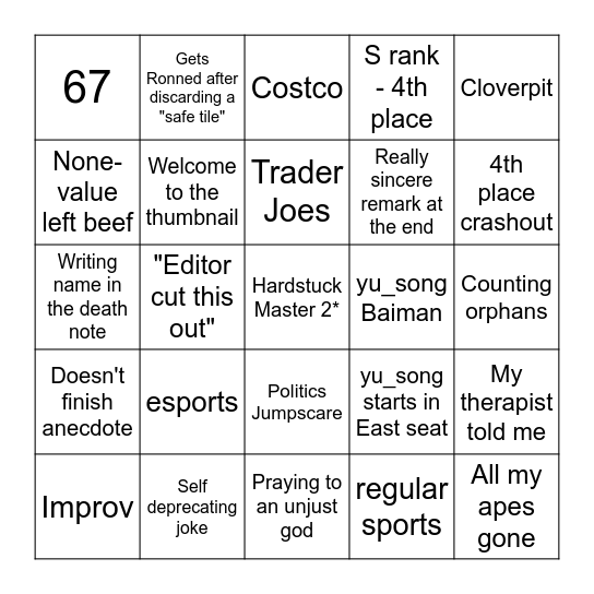 Yu_song bingo Card
