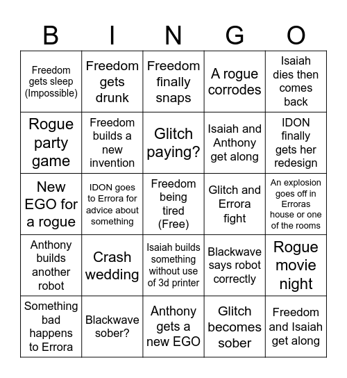 Rogue Bingo card Bingo Card