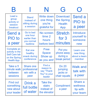Mind/Body Challenge 2026 Bingo Card