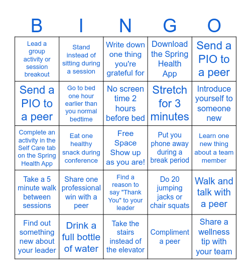Mind/Body Challenge 2026 Bingo Card