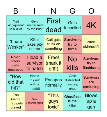 caitlin_fury plays dbd Bingo Card