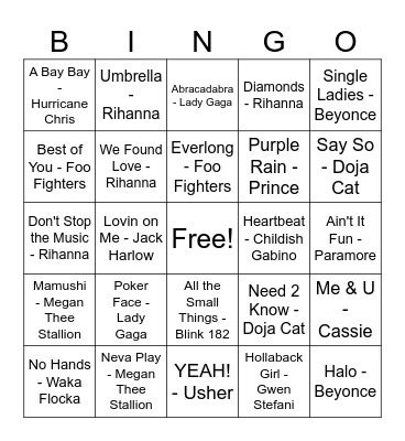 Music Bingo! Bingo Card