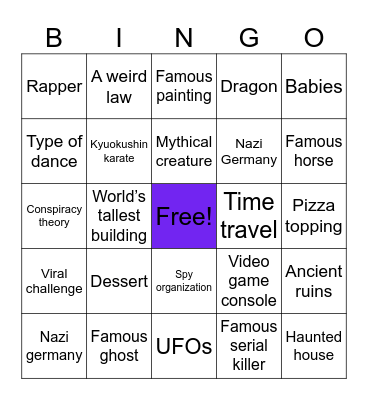 Wikipedia Speedrun Bingo Card