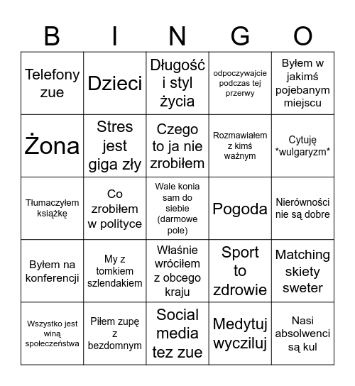 Karwacki bingo Card