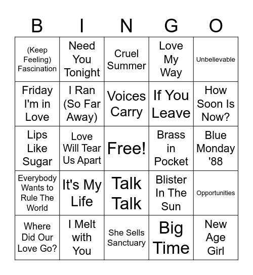NEW WAVE!!! Bingo Card