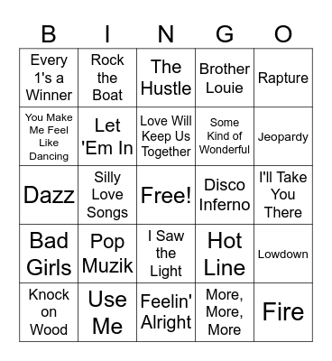 I haven't heard that song in a while Bingo Card