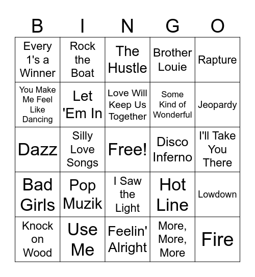 I haven't heard that song in a while Bingo Card