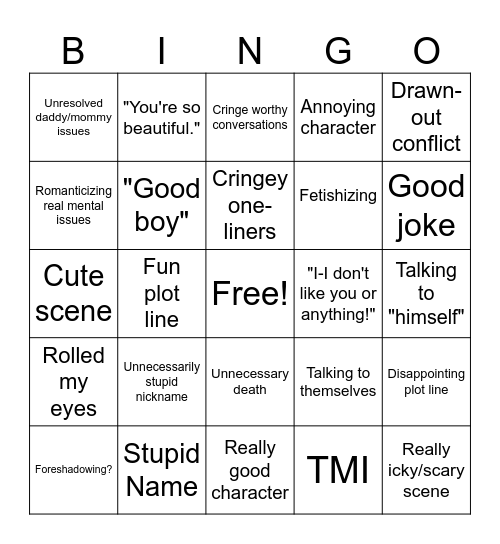 God of Fury Bingo Card