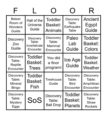 Floor Program Bingo Card