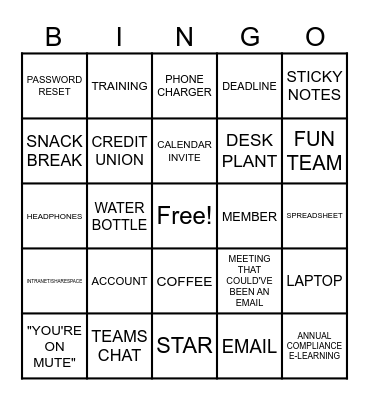 FUN Team Bingo Card