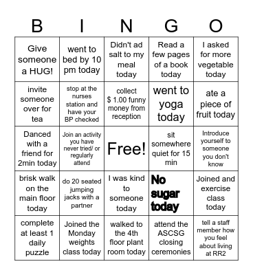Heart Health & Wellness Bingo Card