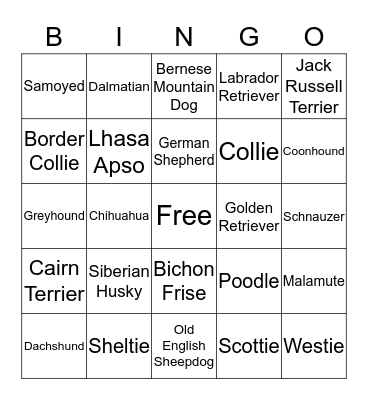 WAYZATA  WOOFSTOCK Bingo Card