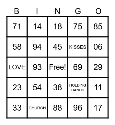 LOVE Bingo Card