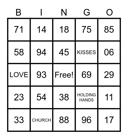 LOVE Bingo Card