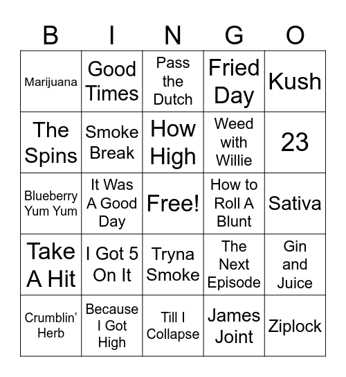 420! Bingo Card