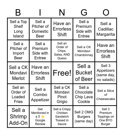Server Bingo Card