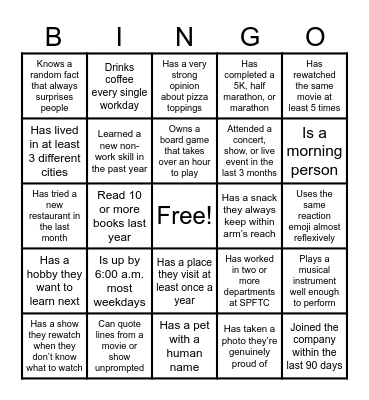 San Pasqual Bingo Card