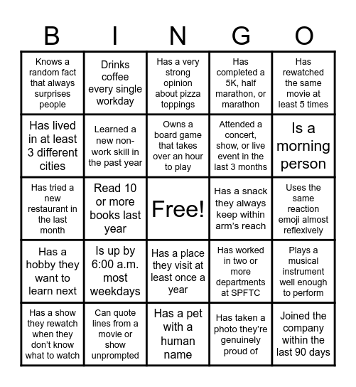 San Pasqual Bingo Card