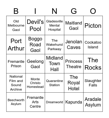 25 Most Haunted Places in Australia Bingo Card