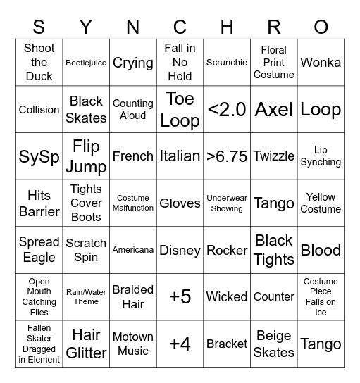SYNCHRO BINGO Card