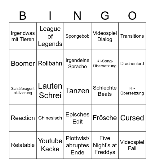 Reale Reels Bingo Card