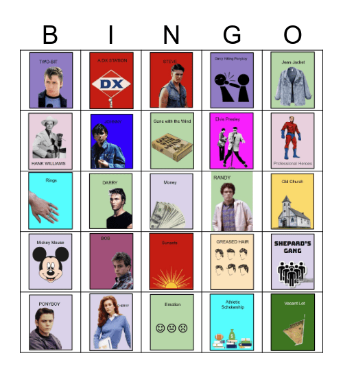 The Outsiders Bingo Card