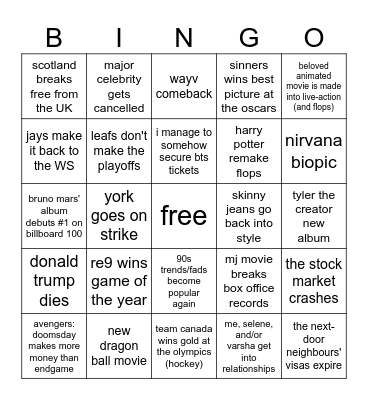 2026 Bingo Card