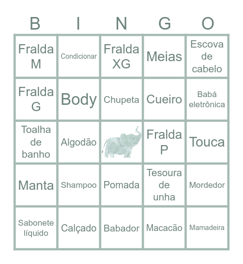 Chá de fraldas Otto Bingo Card