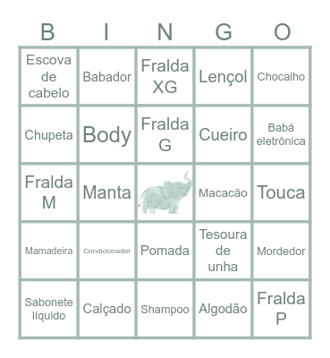 Chá de fraldas Otto Bingo Card