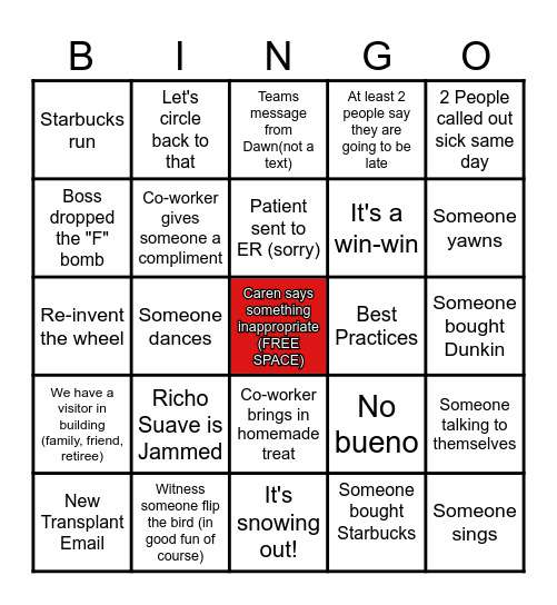 Office Bingo Card