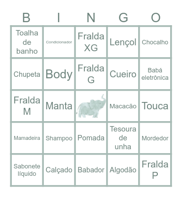 Chá de fraldas Otto Bingo Card