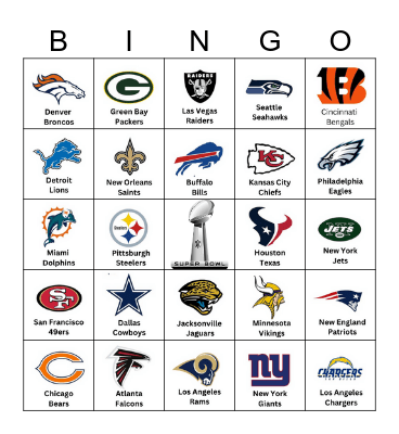 Superbowl Bingo Card