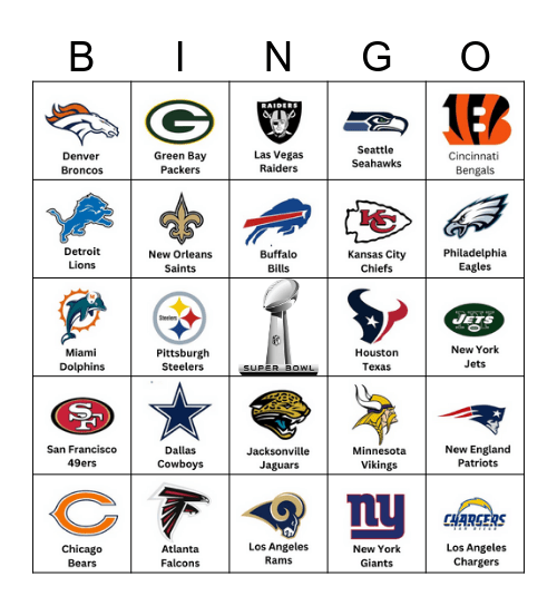Superbowl Bingo Card