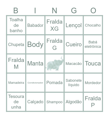 Chá de fraldas Otto Bingo Card
