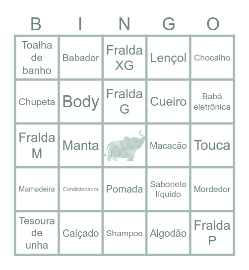 Chá de fraldas Otto Bingo Card