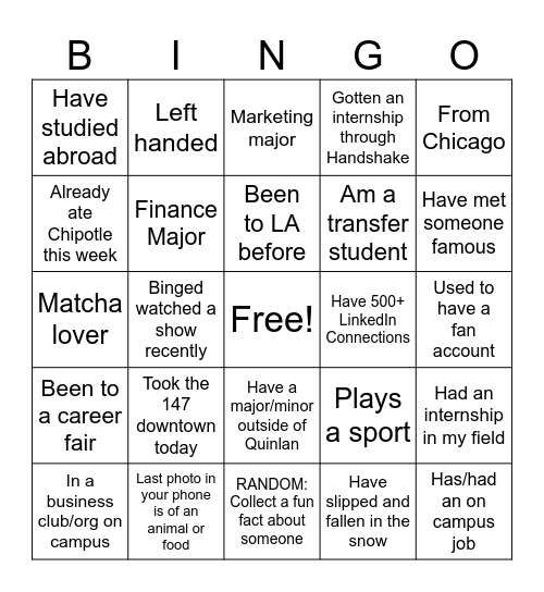 Quinlan Ramble Mtg 1 Bingo Card