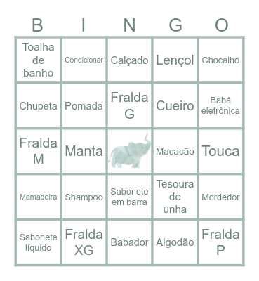 Chá de fraldas Otto Bingo Card