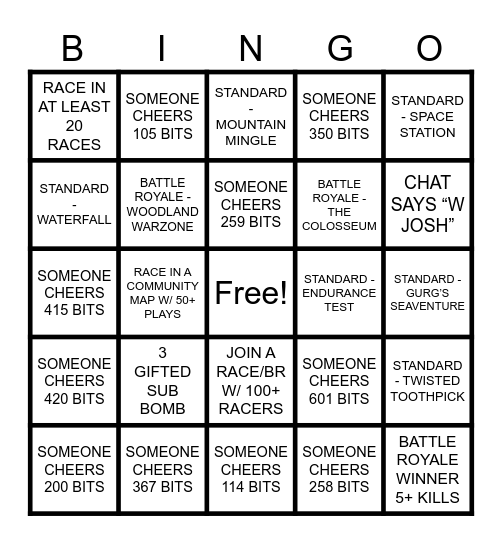 MARBLES BINGO Card