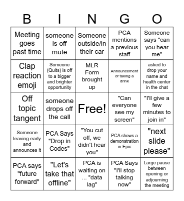 IH+ Bingo Card
