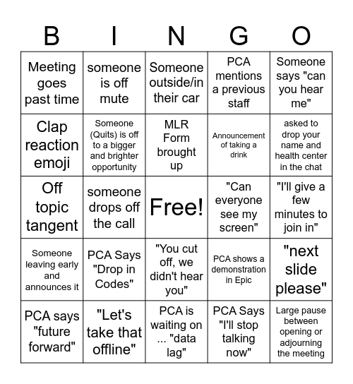 IH+ Bingo Card