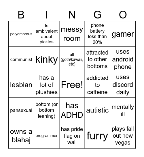 transfemme bingo Card