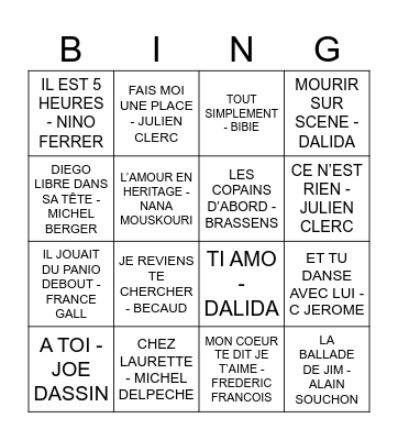 BINGO MUSICAL Bingo Card