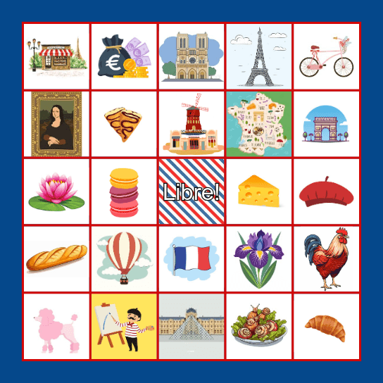 France BINGO Card