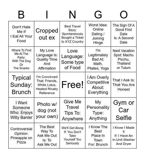 Jess's Hinge Bingo Card