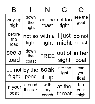oa / igh Bingo Card