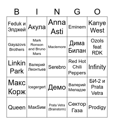 ANTON 40 Bingo Card