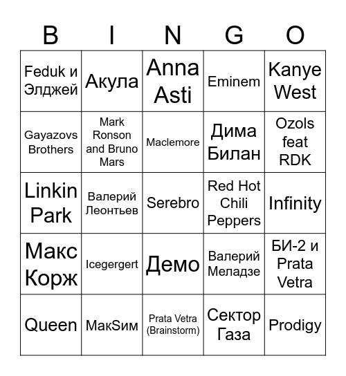 ANTON 40 Bingo Card