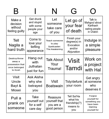 Happy Ending Bingo: Iman Bingo Card